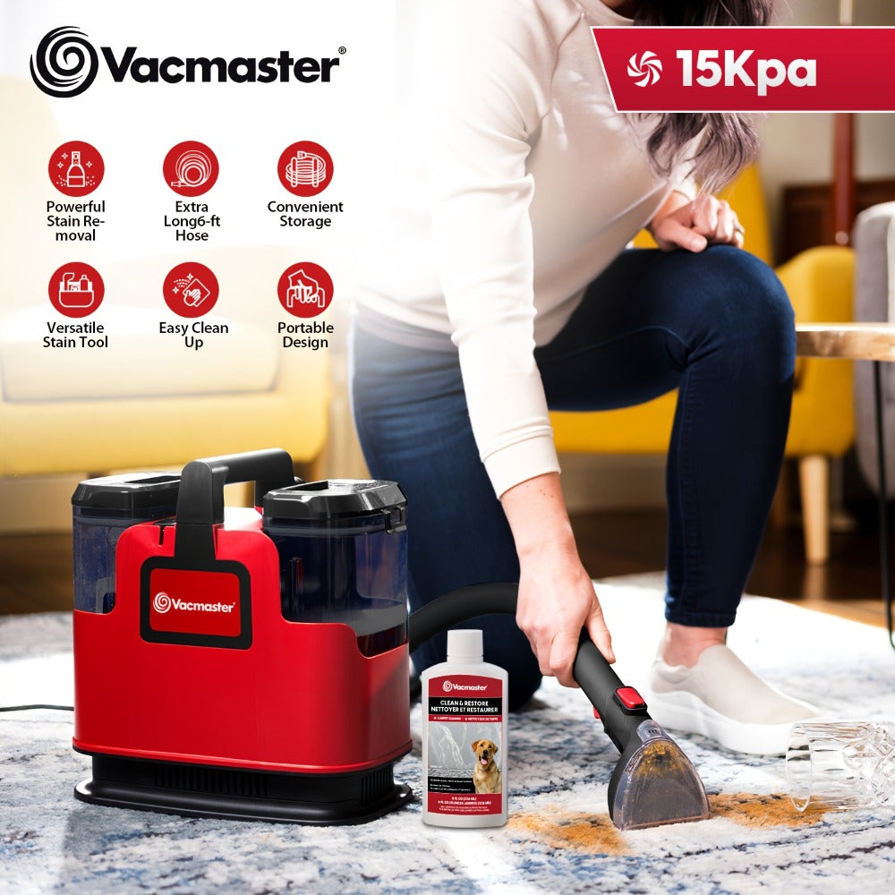 Portable Carpet Spot Cleaner Machine 15Kpa Suction Upholstery Stain Remover with Versatile Tools for Pet Hair Area Rug Couch Sofa