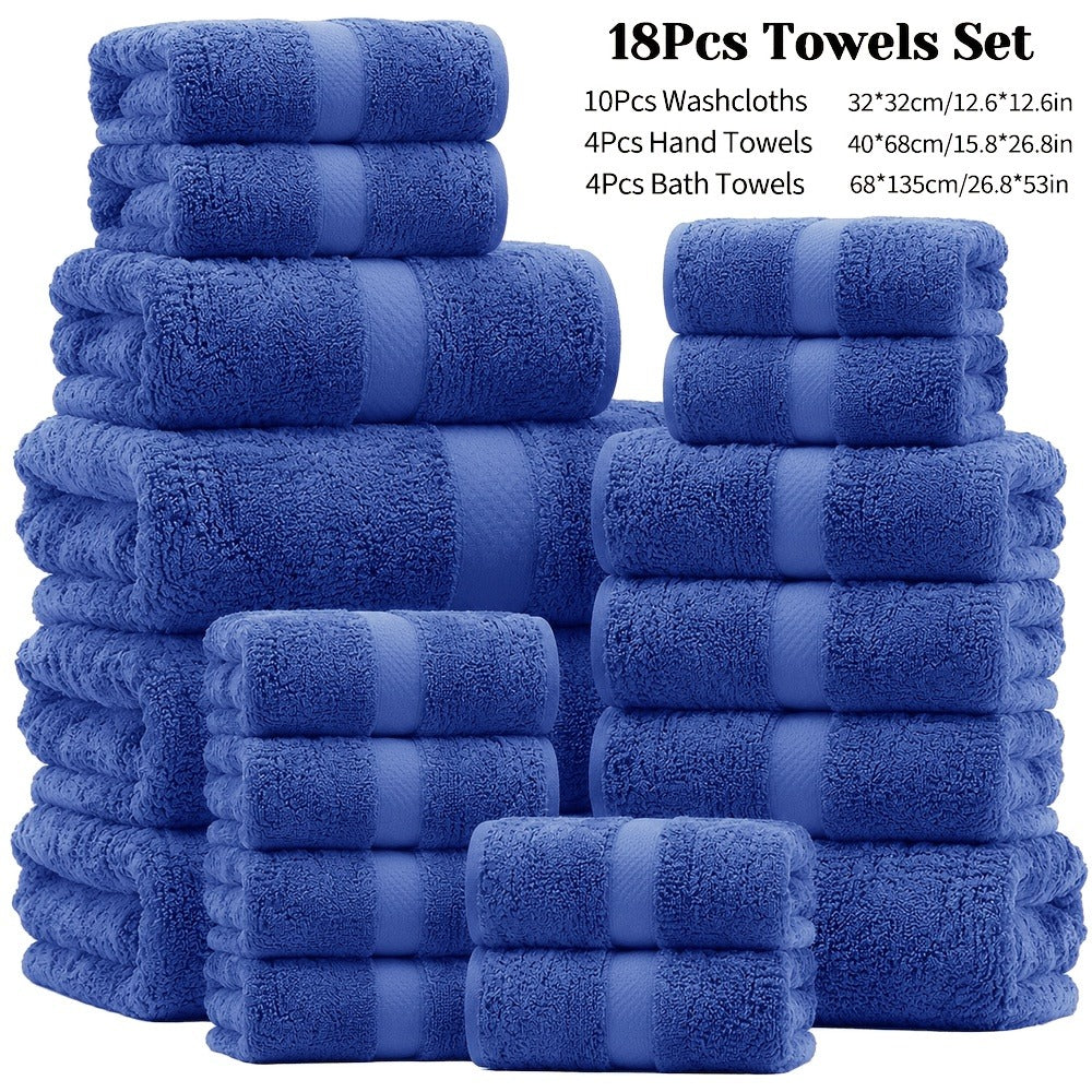 Bath Towel Set 450GSM Soft Absorbent - 12 16 18 Piece Cotton Blended Solid Color Bathroom Towels Set for Bath Hand Face | Hotel Spa Quality | Travel Shower Home | Multiple Colors & Sizes Available