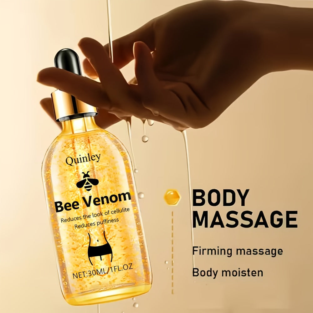 Bee Venom Body Firming Oil 30ml Tightening Massage Oil with Honey Rosemary Extract for Waist Arms Legs Belly Moisturizing Nourishing Hypoallergenic Body Contouring Hot Oil