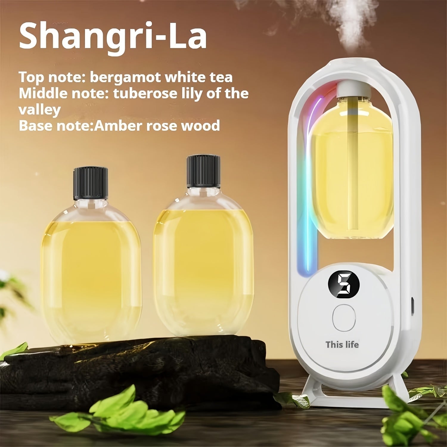 Aromatherapy Diffuser with Essential Oils 2-in-1 Humidifier - Hotel Scent Home Fragrance Machine with Natural French Essential Oils, Ultrasonic Spray, LED Ambient Light, Whole House Air Freshener for Bedroom, Living Room, Office