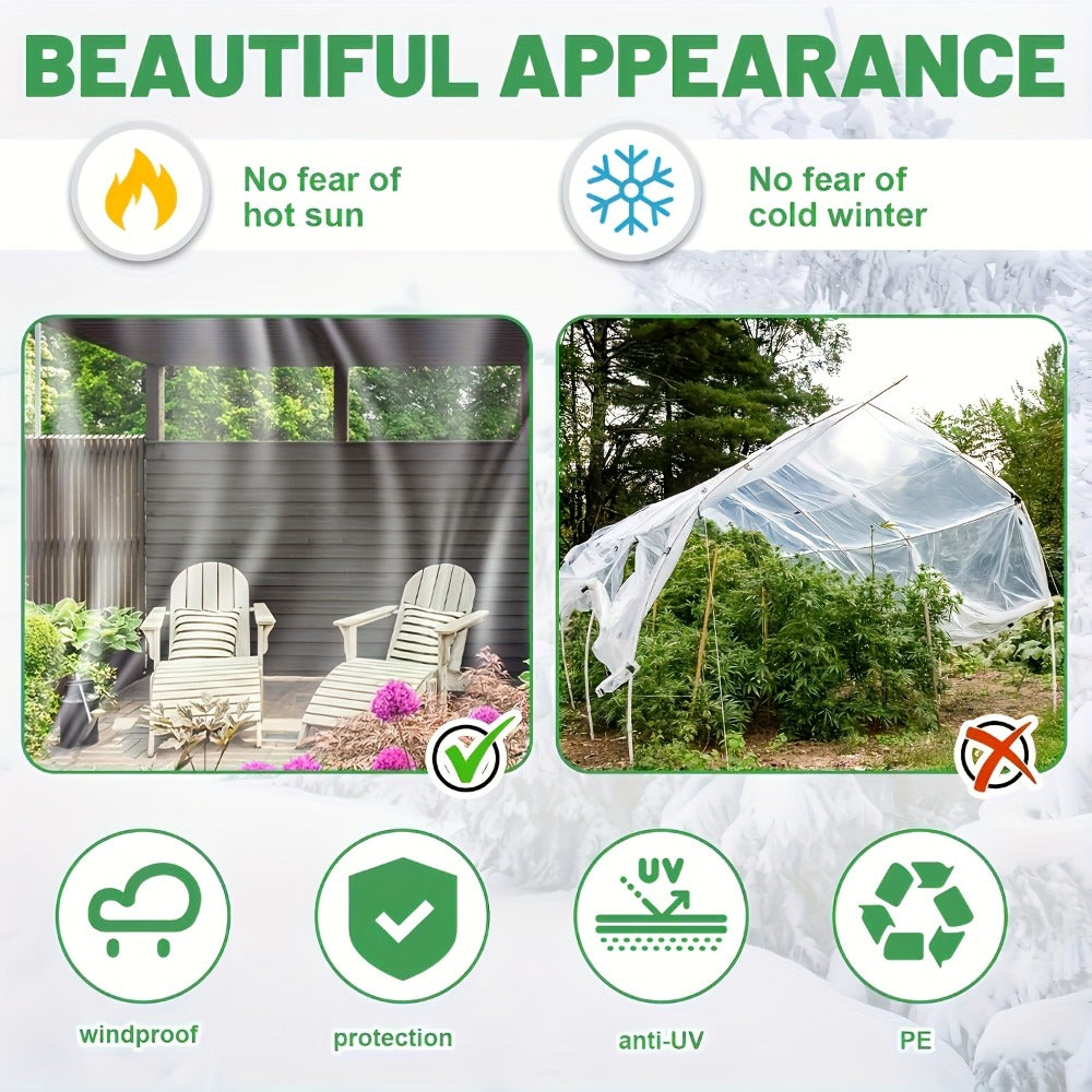 Clear Waterproof Tarp Heavy Duty Thickened Outdoor Cover with Sealed Edges, Transparent Rain Tarp for Patio, Porch Awning, Chicken Coop, Camping & Greenhouse, Multiple Sizes Available