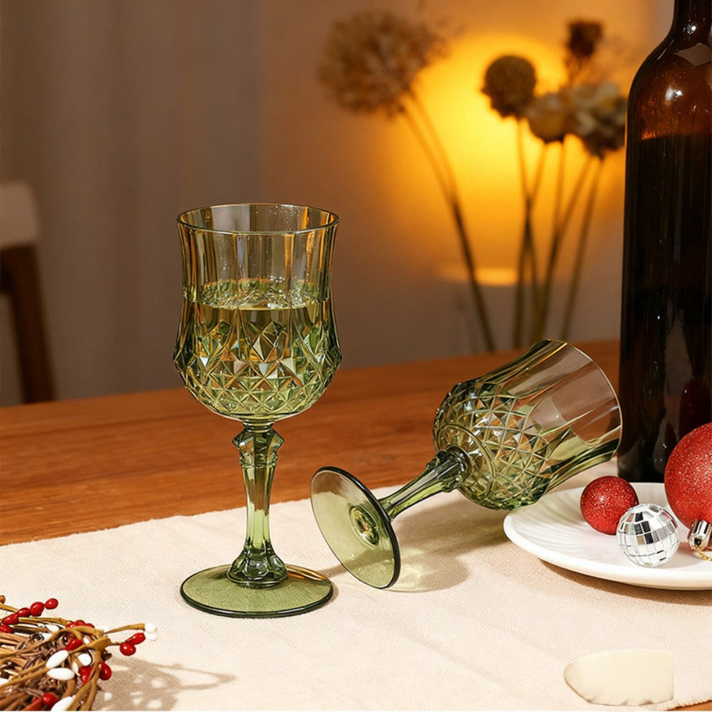 Plastic Crystal Champagne Goblets 48pcs Shatterproof Stackable 7oz Reusable Wine Glasses for Wedding Party Christmas Halloween Elegant Vintage Tableware Drink Cups