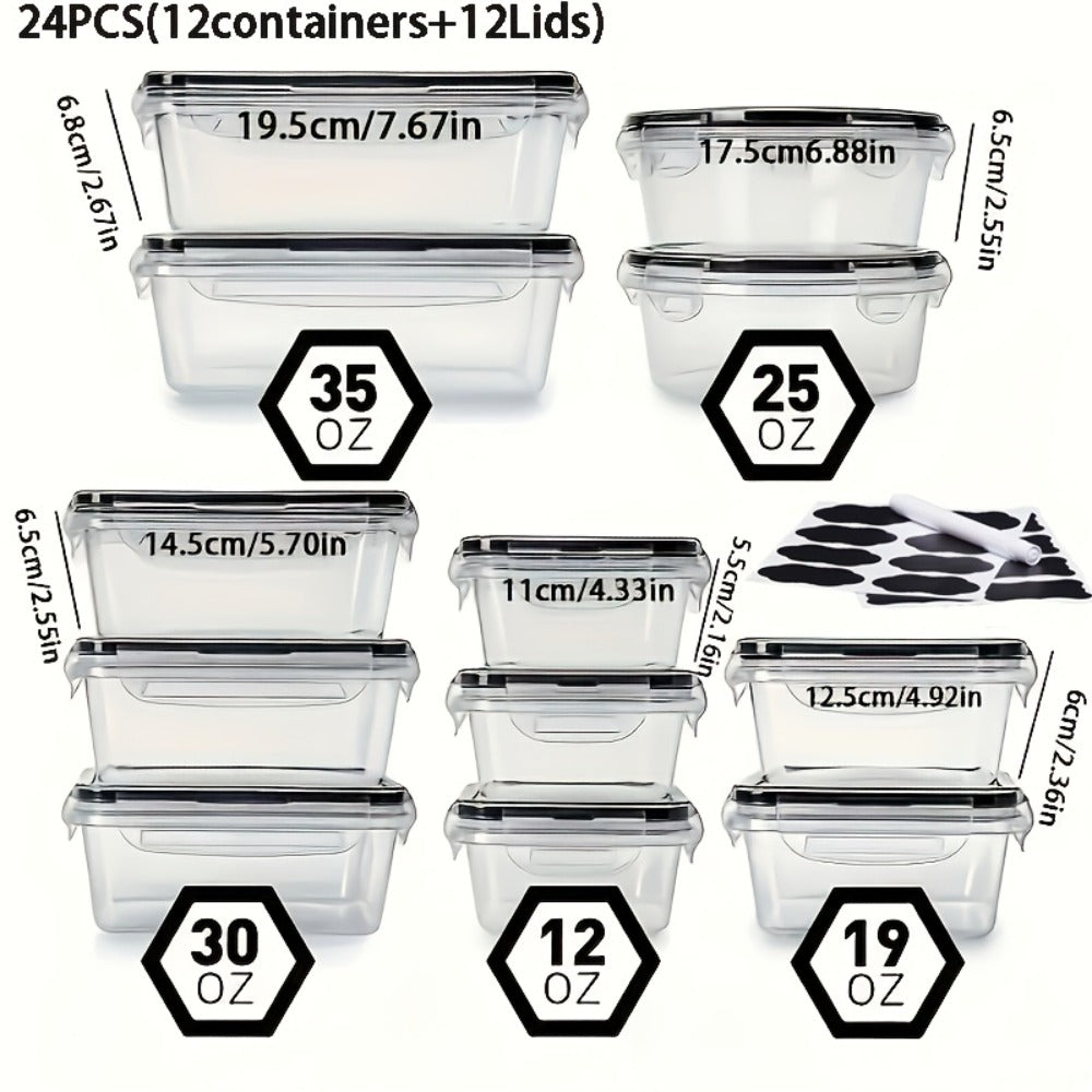 Food Storage Containers Set BPA-Free Airtight ¨C Meal Prep Containers with Easy-Snap Lids Labels & Marker 24 48pcs Pantry Kitchen Organizer