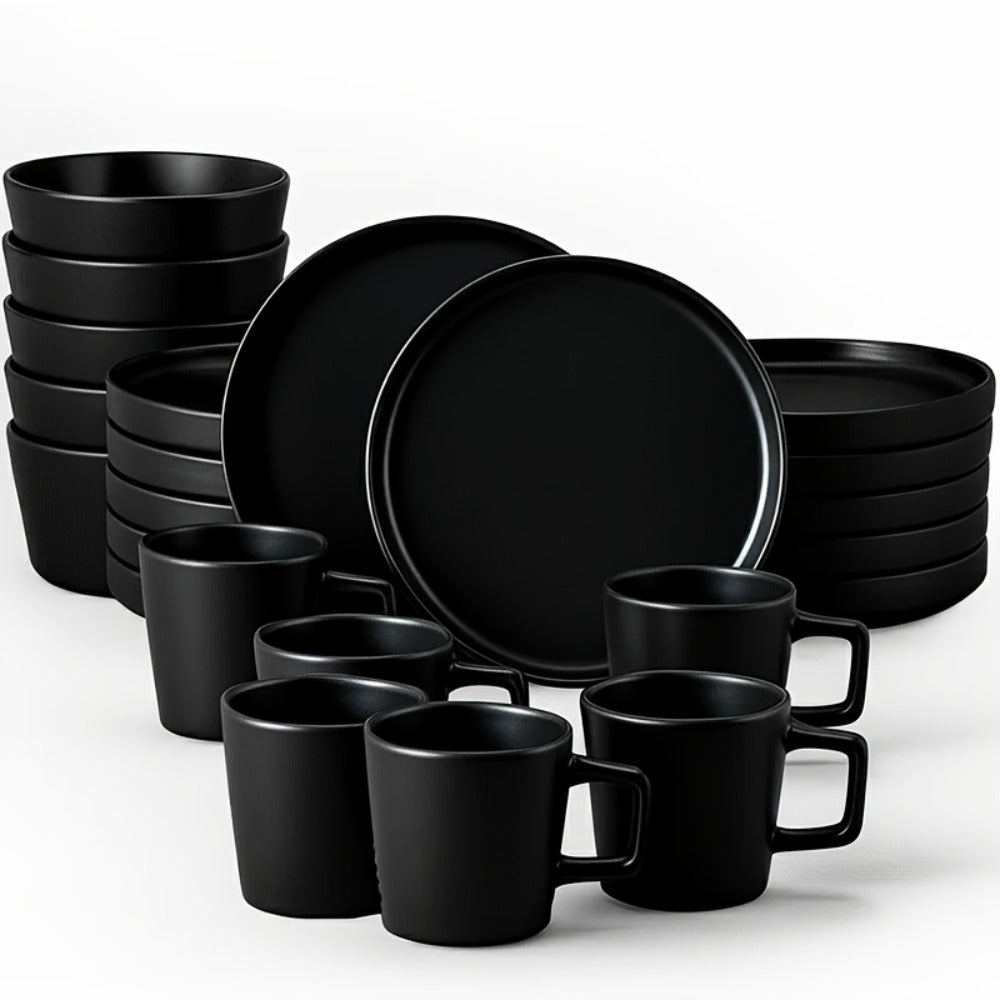 Ceramic Dinnerware Set for 4 ¨C Porcelain Plates Bowls Cups Matte Finish Dishwasher Microwave Oven Safe Stoneware Tableware Scratch Resistant for Restaurant Kitchen Wedding Anniversary Gift