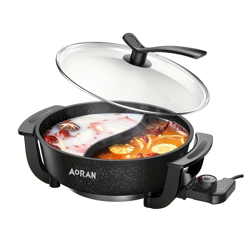 Mandarin Duck Hot Pot Electric ¨C Large Capacity Non-Stick Divided Hot Pot for Steaming, Boiling, Frying & Stewing, Quick Heating, US Plug, Perfect for Family Hot Pot Night