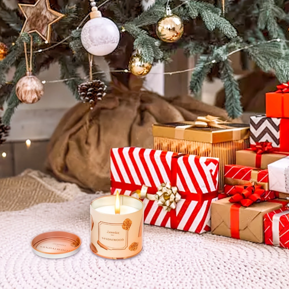 Scented Candle Set for Women 30oz - Rose Sandalwood Cinnamon Apple Lavender Fragrance Metal Jar Candles Gift Set for Christmas Birthday Valentine Holiday Home Decor