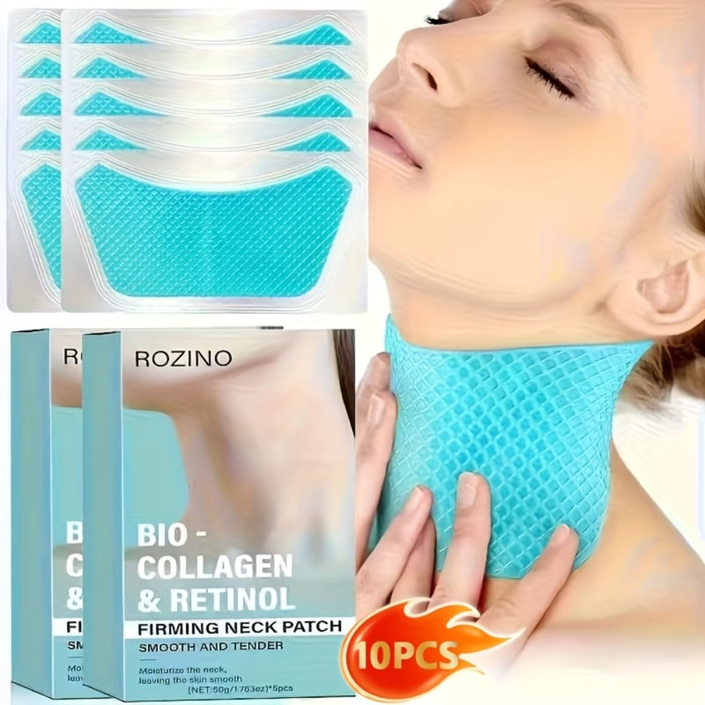 Bio-Collagen & Retinol Neck Firming Patches 10pcs ¨C Hydrating Gel Neck Mask for Tightening, Smoothing & Anti-Sagging, Hypoallergenic for All Skin Types