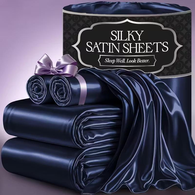 Satin Bed Sheets Set 2100TC Ultra Soft 3/4pcs ¨C Silky Smooth Breathable Satin Bedding for Twin Full Queen King, 5-Star Luxury Hotel Experience, Solid Color, 7 Colors Available