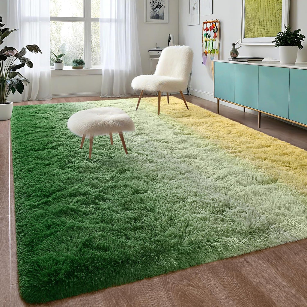 Area Rug Plush Mat Non-Slip Gradient Design Machine Washable Living Room Bedroom Rug Multi-Color Large Size Soft Polyester Floor Mat Home Decor Accent