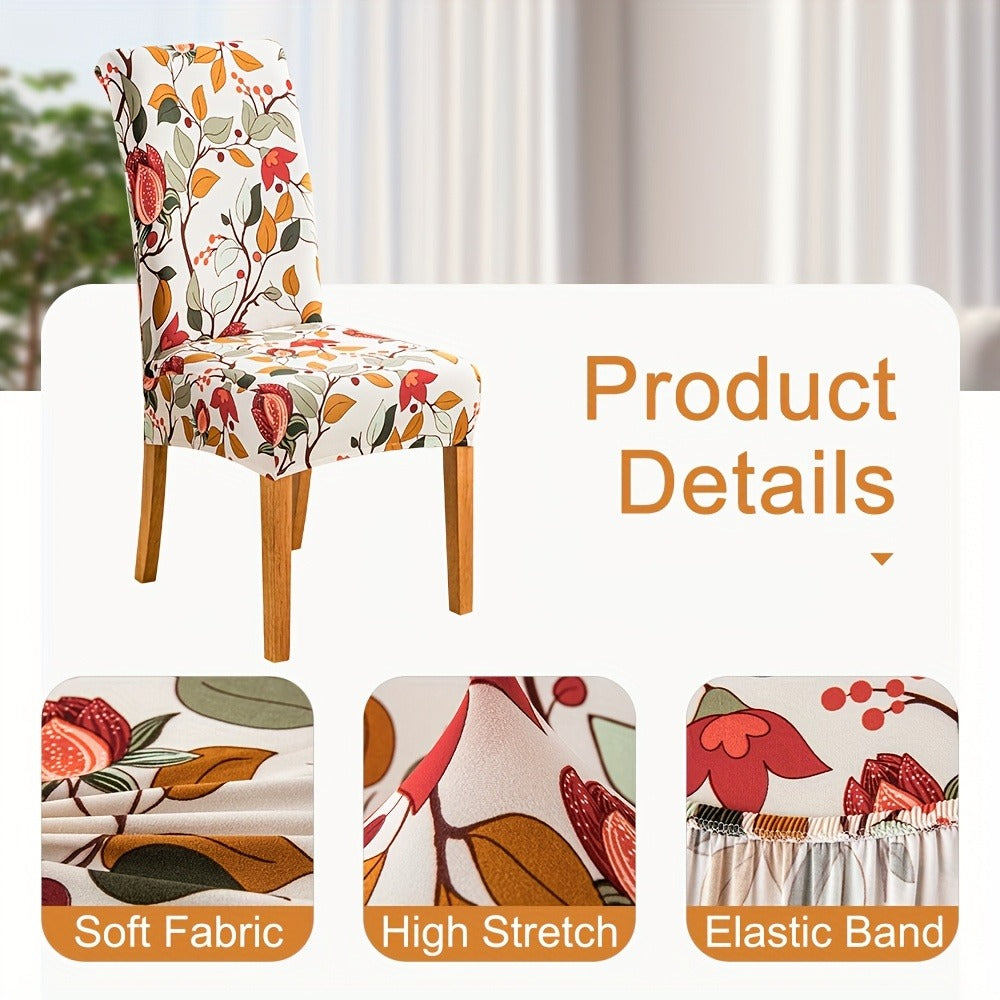 Dining Chair Covers Slipcovers Set of 4 or 6 - Spandex Stretch Milk Velvet Removable Washable Parsons Chair Protector | Anti-Slip Elastic Band | Multiple Prints | Kitchen Dining Room Hotel Ceremony
