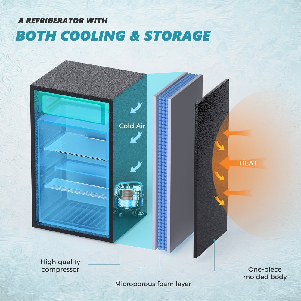 Mini Fridge with Freezer 1.7/3.5 Cu.Ft - Compact Refrigerator with Adjustable Thermostat, Energy Saving, Quiet 38dB, Perfect for Dorm, Bedroom, Apartment, Office & Home Use