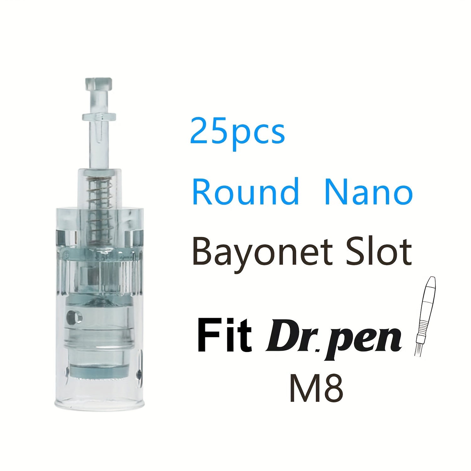 Dr. Pen M8 Replacement Cartridges 25Pcs - 16/36 Pins & Round Nano