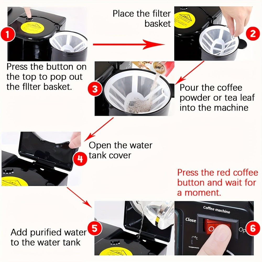 3-in-1 Breakfast Station Maker - Coffee Maker + Toaster + Frying Pan Combo, One-Touch Timing Fast Cooking, All-in-One Breakfast Machine 110V US Plug for Home Kitchen Apartment Dorm