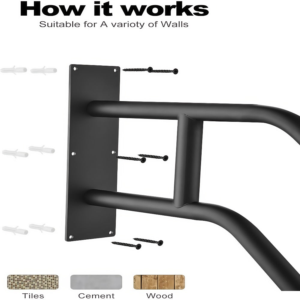 Stair Handrail Outdoor Anti-Slip Wall Mounted for 1-3 Steps ¨C U-Shaped Carbon Steel Grab Bar, 600 lb Capacity, Rust-Resistant, for Porch, Garden, Bathroom ¨C Safe for Elderly, Kids, Disabled & Pregnant