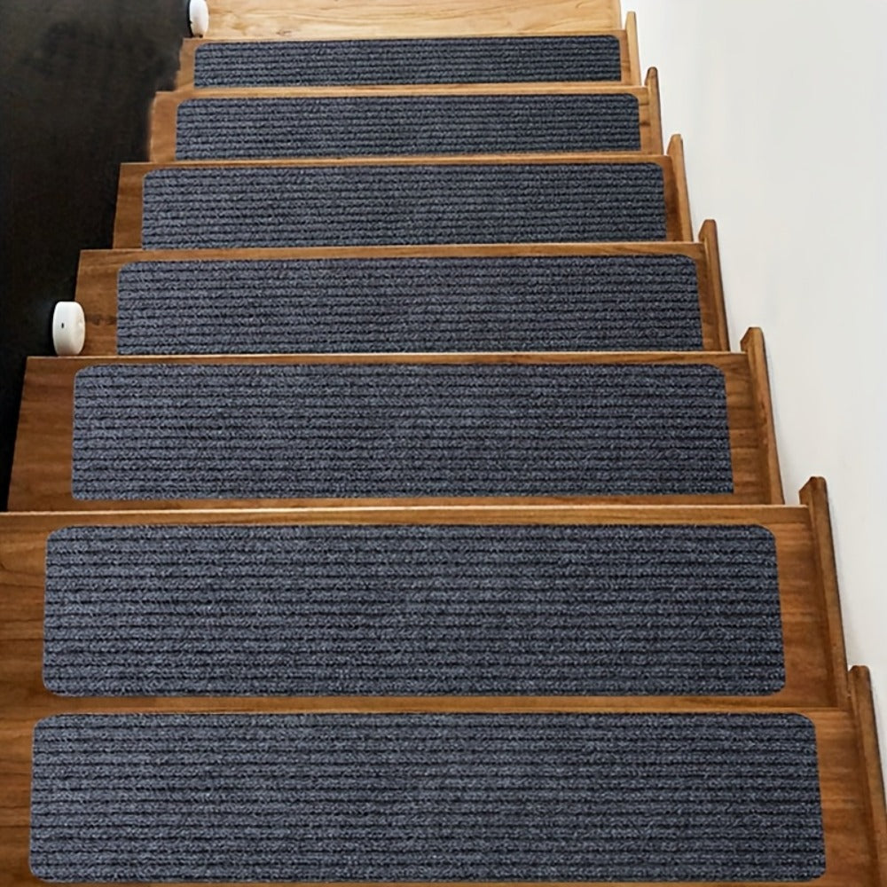 Non-Slip Stair Treads 15pcs 8¡±x30¡± Self-Adhesive Carpet Pads for Wooden Steps ¨C Washable Polyester Indoor Stair Mats for Safety, Anti-Slip Step Covers in Multiple Colors