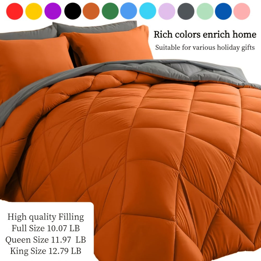 Comforter Set 7-Piece Bed in a Bag Queen King Full Soft Microfiber Down Alternative Comforter Fitted Sheet Flat Sheet Pillow Shams Pillowcases All Season Bedding Set 34 Colors