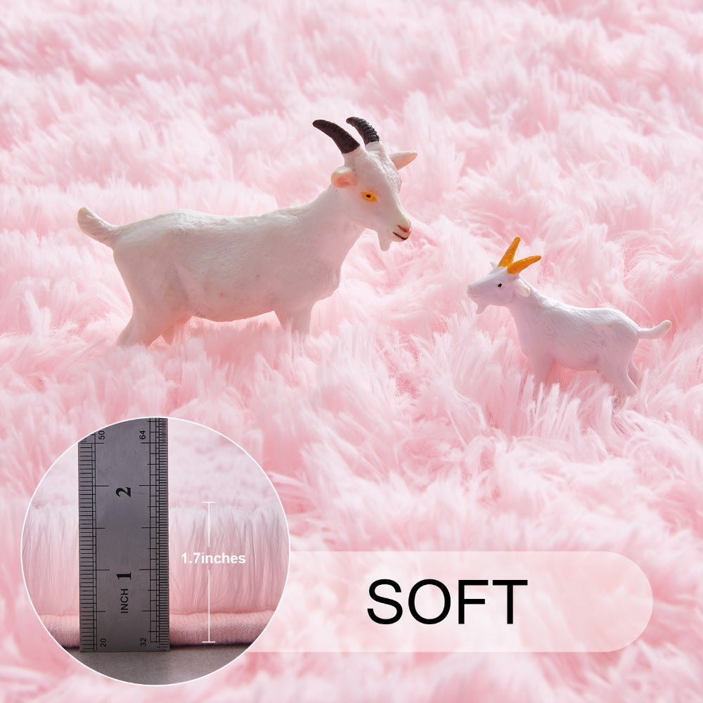 Round Shaggy Plush Rug ¨C Soft Fluffy Circular Carpet for Bedroom & Living Room, Easy Clean