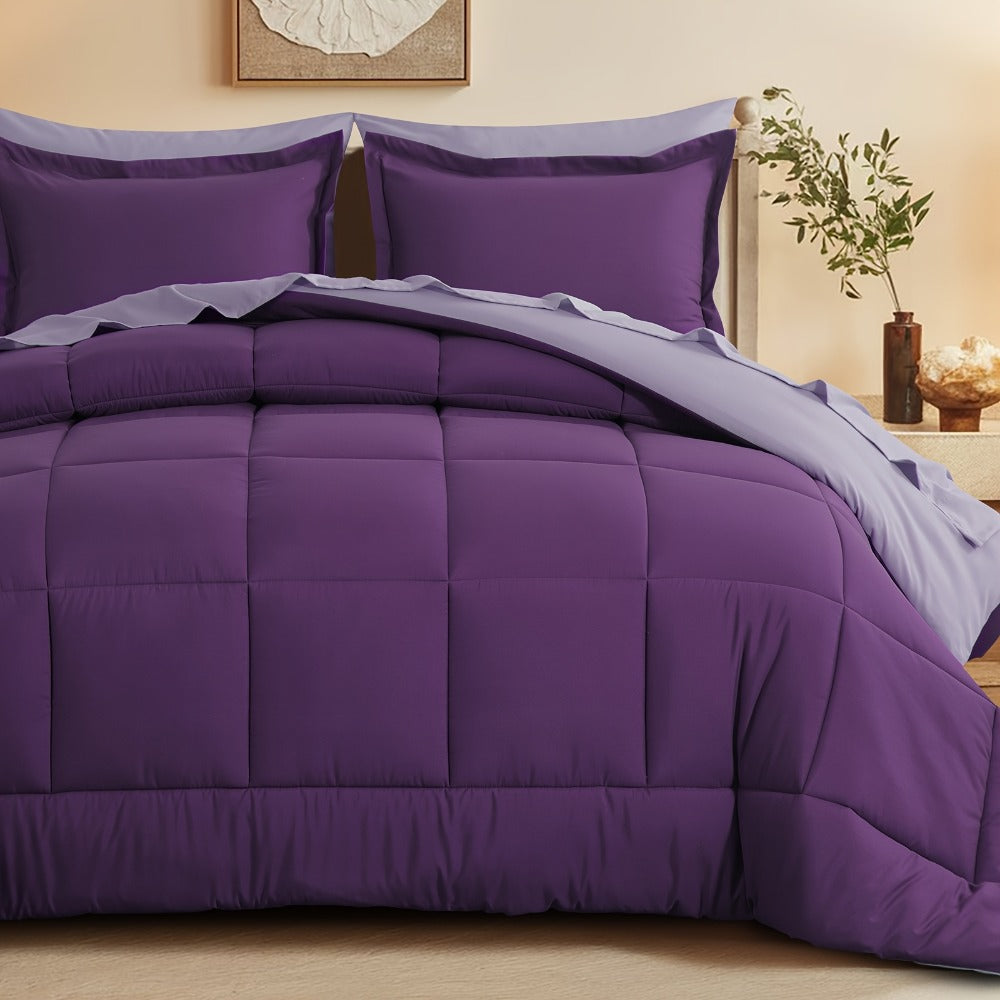 7 Piece Comforter Set Luxury Soft Fluffy Bedding All Season Bed in a Bag with Comforter Fitted Sheet Flat Sheet Pillowcases Hypoallergenic Breathable Easy Care Queen King Twin XL Full