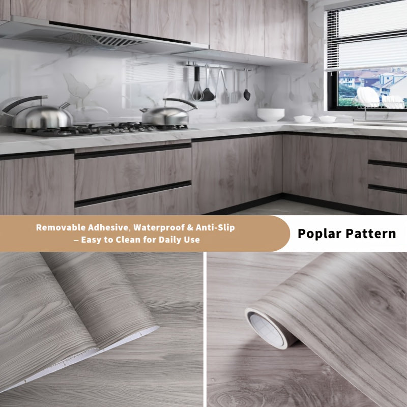 Wood Grain Floor Sticker Roll Peel & Stick Self-Adhesive Non-Slip Thickened Vinyl ¨C Vintage DIY Flooring for Walls, Floors, Desks & Door Panels