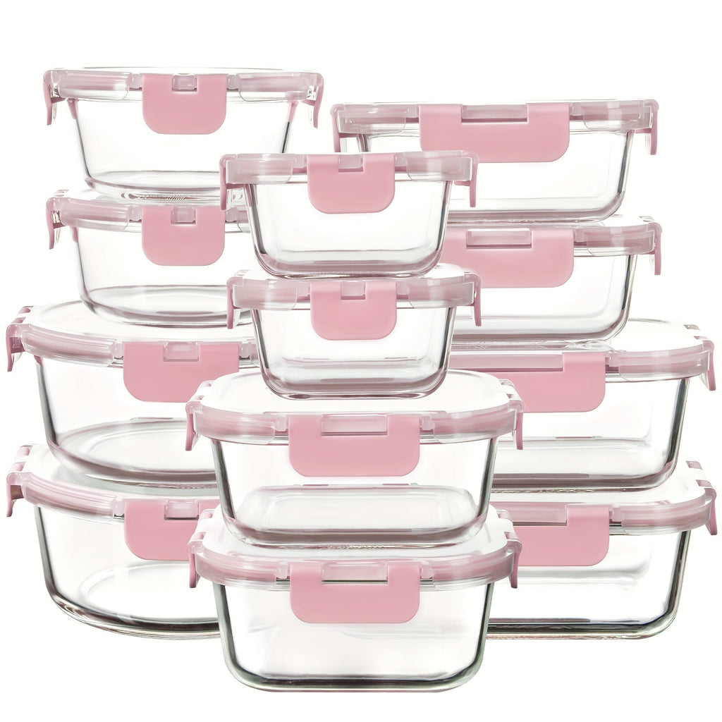 Glass Food Storage Containers with Airtight Lids - Borosilicate Glass Meal Prep Containers Set, Microwave Dishwasher Freezer Safe, BPA Free, Leak Proof Lunch Containers for Kitchen