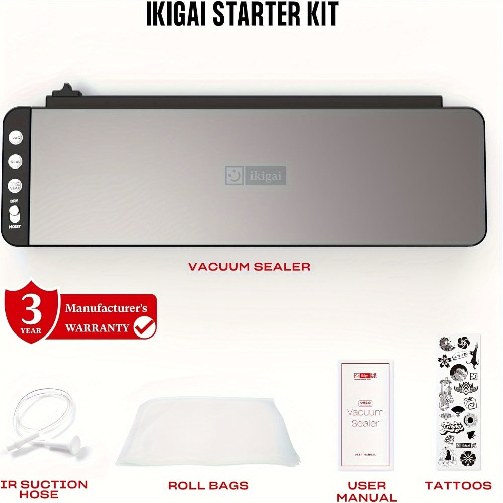 Vacuum Sealer Machine 80kPa Powerful Suction Automatic Food Sealer 125W Dry Wet Modes Stainless Steel Easy Clean Food Preservation System for Home Kitchen
