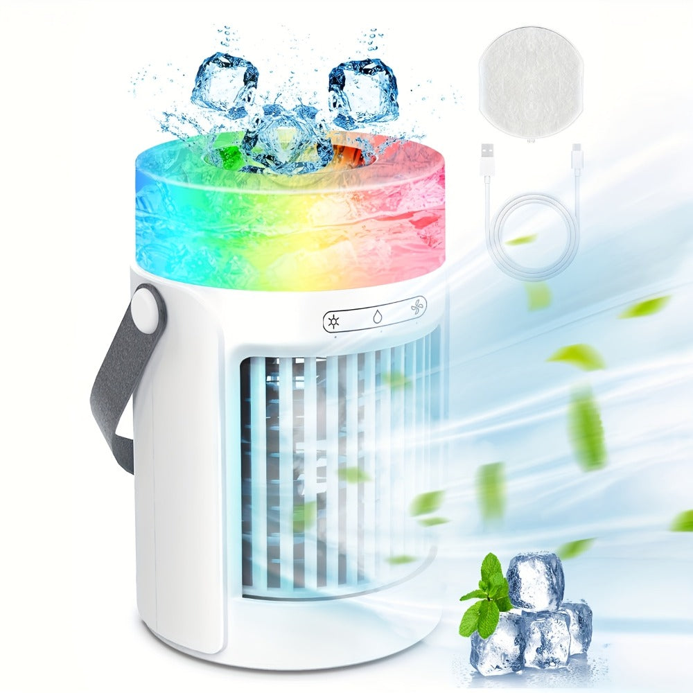 Portable Mini Air Conditioner Fan | Personal Evaporative Cooler with 3-Speed Settings & Timer, Quiet Desktop Cooling Fan for Room, Home, Office & Car Use ¨C USB Powered, Compact Design