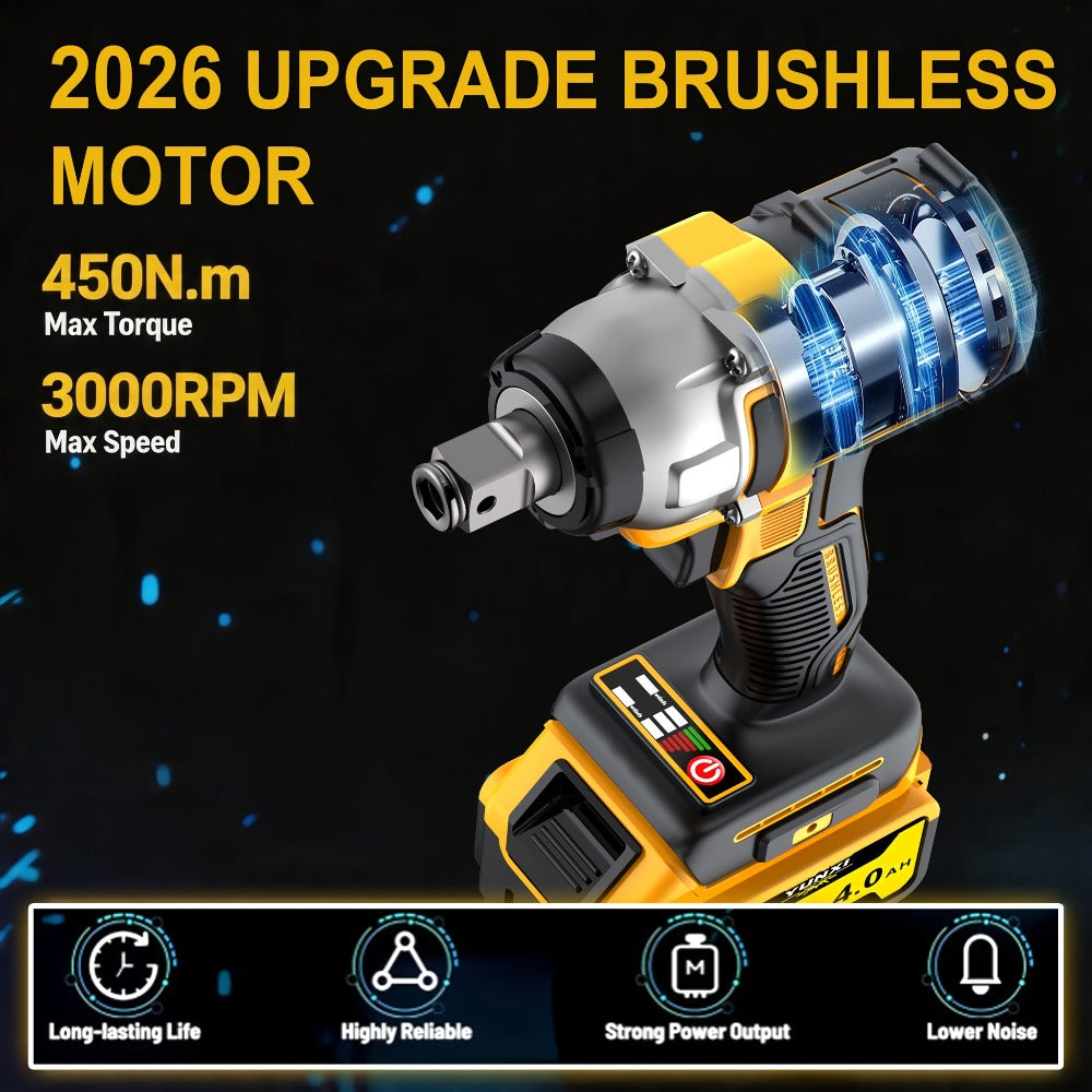 Cordless Impact Wrench 21V Brushless Electric Drill Set with 4000mAh Battery, Toolbox & Full Accessories, Wireless Power Drill for Automotive, Home & Industrial Use, Men's Gift