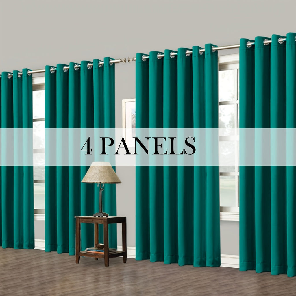 Blackout Curtains Grommet Top Room Darkening Window Drapes 4 Panels Set Living Room Bedroom