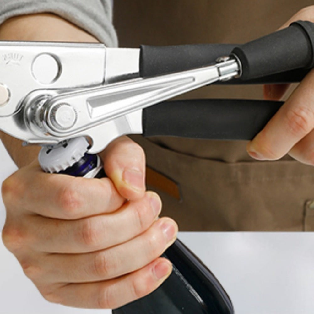 Heavy Duty Manual Can Opener Stainless Steel Commercial Grade with Non-Slip Ergonomic Handle Dual Can and Bottle Opener for Restaurant and Home Kitchen Use