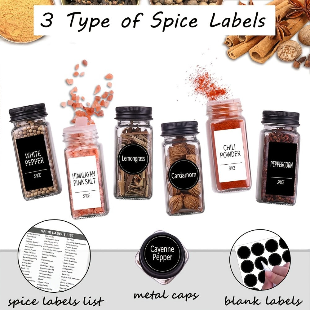 Glass Spice Jars with Labels 24 Pack - Square Empty Spice Containers with Shaker Lids Funnels and Markers - Airtight Seasoning Bottles for Pantry Kitchen Organization Lead-Free Non-Toxic