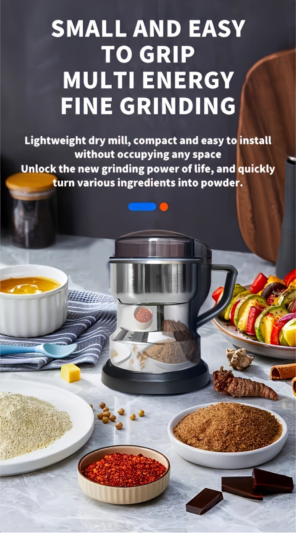 Electric Coffee Grinder 400ml 14oz 4-Blade Stainless Steel 10 Second Quick Grinding for Coffee Beans Spices Nuts Grains Dry Wet Dual Purpose Food Processor 25000 RPM
