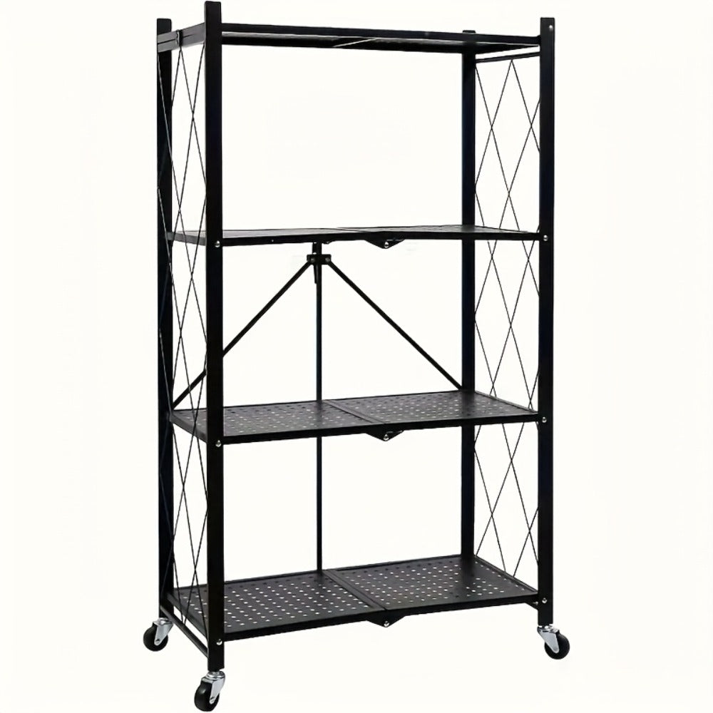 Rolling Storage Rack with Wheels ¨C 3, 4 or 5 Tier Portable Movable Shelving Unit, No Assembly Required, Large Capacity Floor Storage Shelf for Garage, Balcony, Camping, Outdoor & Commercial Use