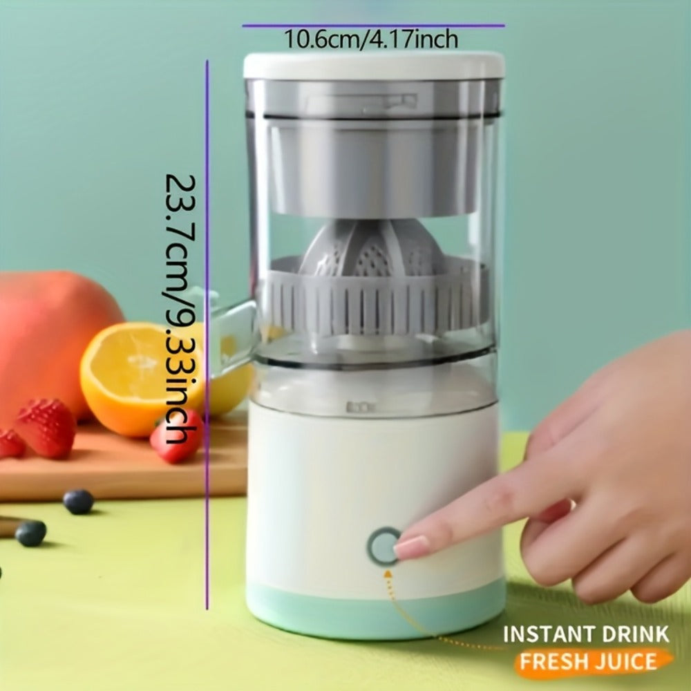 Portable USB Electric Citrus Juicer Press for Oranges Lemons Grapefruit Kiwi Removable Base Pulp Separation Fruit Juice Extractor for Travel Kitchen Green