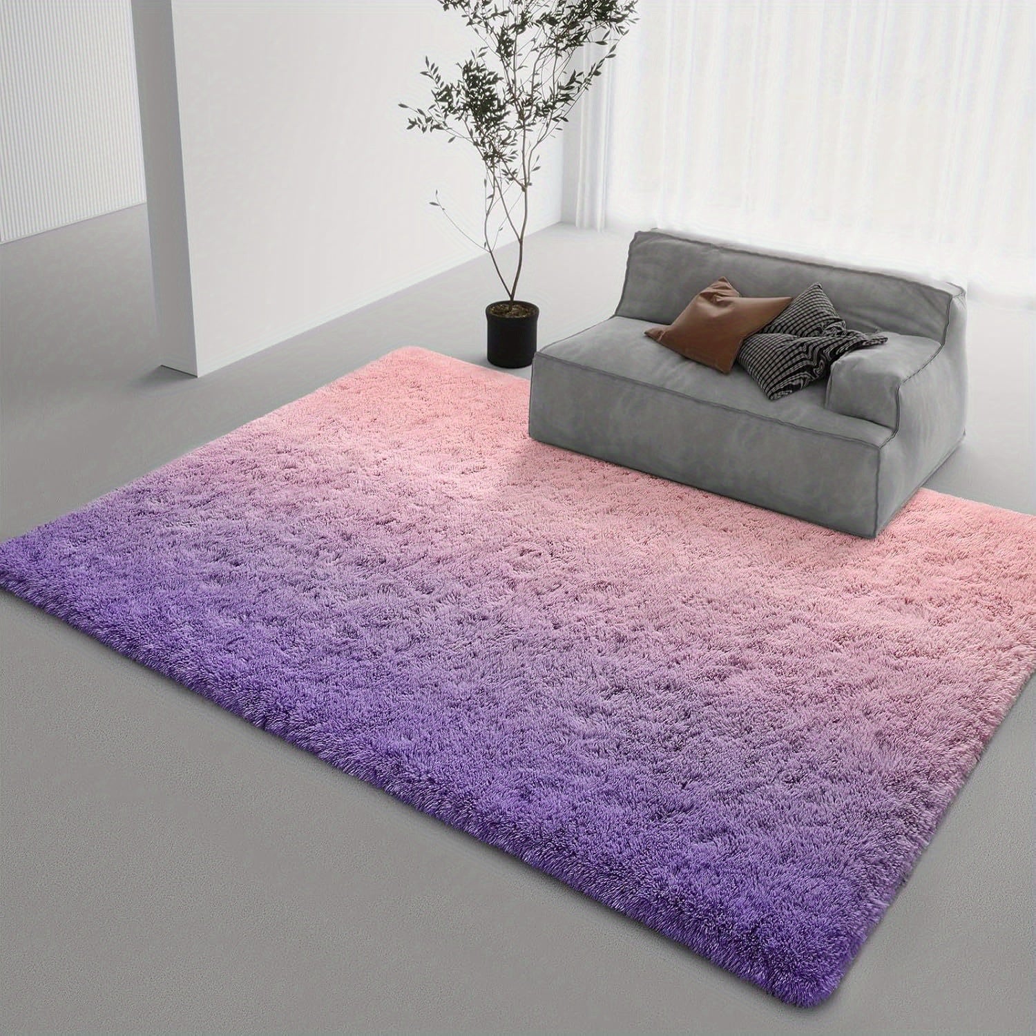 Area Rug Plush Mat Non-Slip Gradient Design Machine Washable Living Room Bedroom Rug Multi-Color Large Size Soft Polyester Floor Mat Home Decor Accent