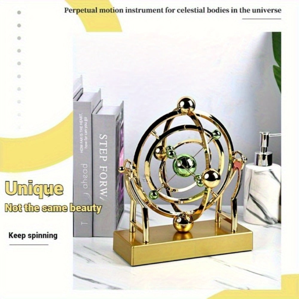 Perpetual Motion Pendulum Desk Decor - Cosmic Swing Solar System Planets Atomic Model Science Demonstration Self-Running No Battery Office Home Physics Gift