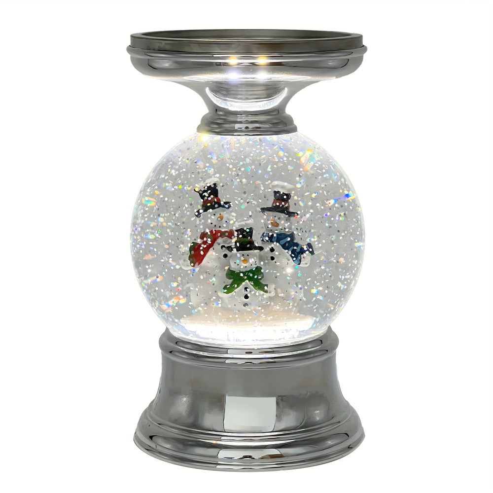 Snowman Water Globe Candle Holder Pedestal Compatible with Bath & Body Works 3-Wick Candles - Winter Christmas Centerpiece Table Decor