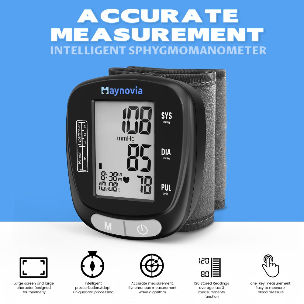 Blood Pressure Monitor Wrist Cuff with Oximeter Fingertip ¨C Digital BP Machine Home Use, 120 Memory, Portable Case & Battery Included, Fully Automatic Hypertension Tracker
