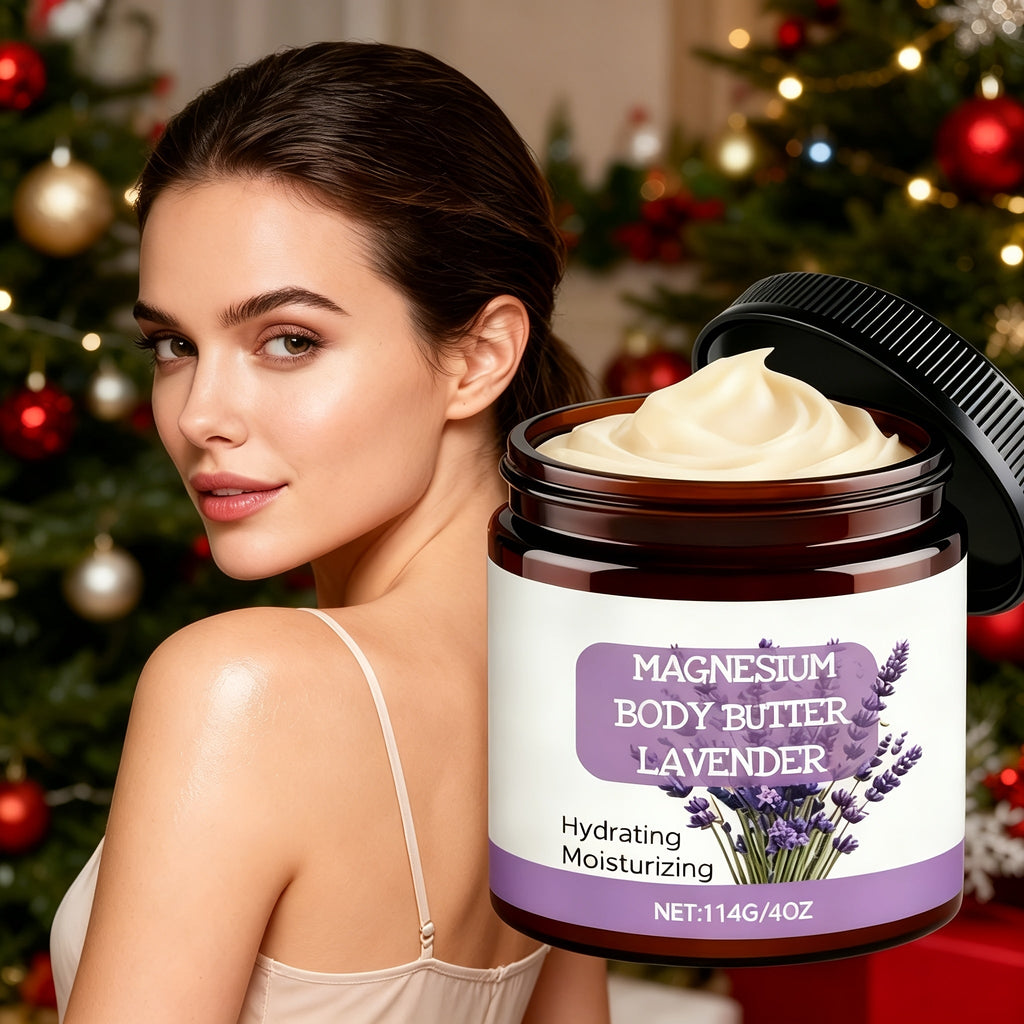 Lavender Magnesium Cream Body Lotion 4oz with Magnesium Chloride Lavender Oil Deep Moisturizing Muscle Relaxing Soothing Skin Nourishing for Women Men