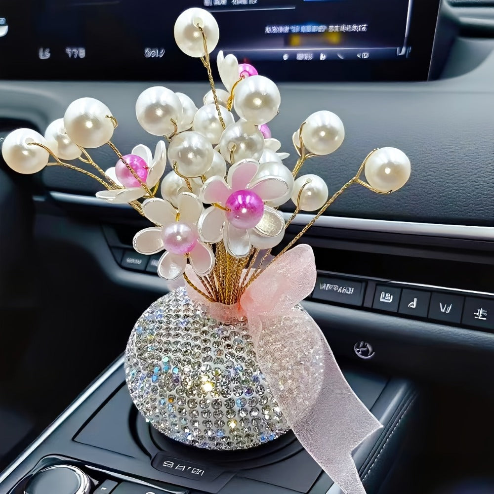 Crystal Flower Car Decoration Handmade DIY Simulation Crystal Flowers for Car Center Console Dashboard Home Decor Holiday Party Birthday Gift Mother's Day Valentine's Day