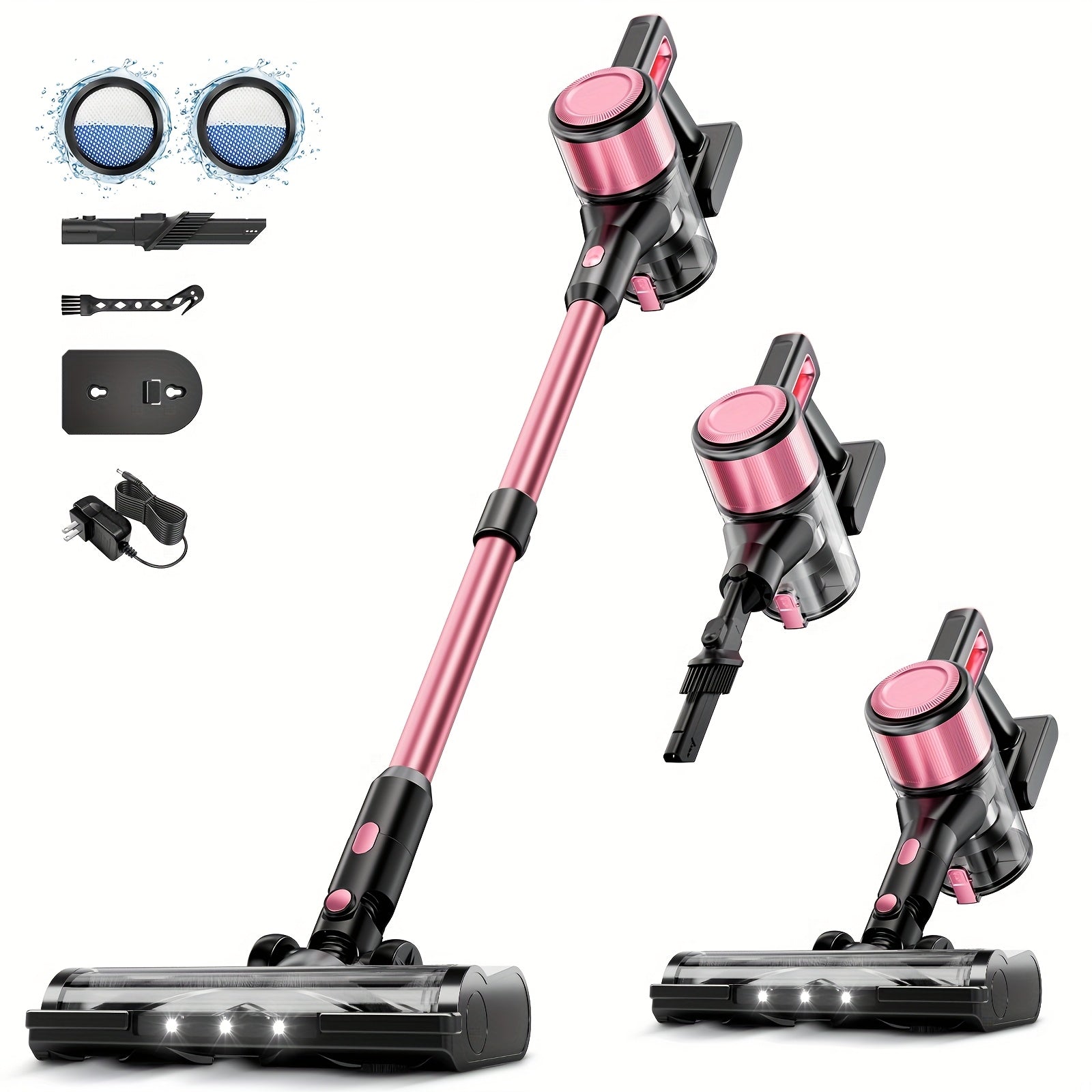 Cordless Stick Vacuum Cleaner 60Kpa 55-Min Runtime - Anti-Tangle Lightweight Handheld Vacuum for Hardwood Floor Carpet Pet Hair Corded Cordless 2200mAh Battery