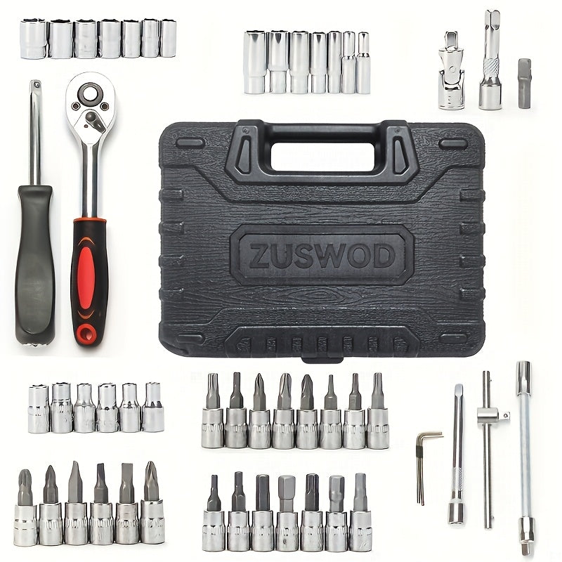 Impact Socket Set 53/54/194/518PCS ¨C 3/8¡± Drive CR-V Steel | Metric 8-22mm & Imperial 5/16¡±-3/4¡± | Complete Socket Kit for Car Repair, DIY & Mechanics | Best Gift for Men