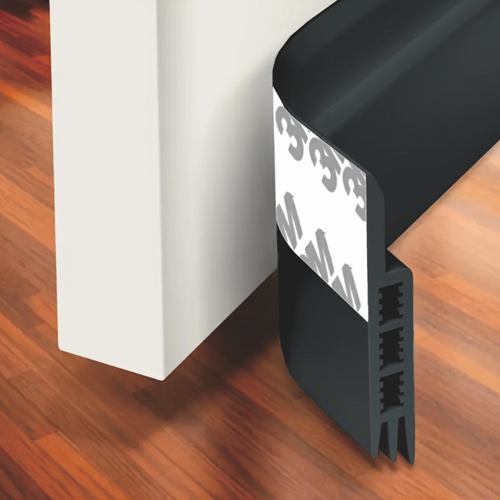 Door Draft Stopper Silicone Under Door Sweep Weather Stripping 39 Inch Strong Adhesive 3-Layer Sound Insulation Noise Blocker Energy Saving Seal for Indoor Outdoor Doors White Black Brown Transparent