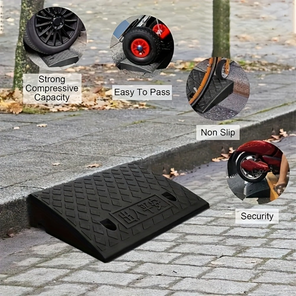 Curb Ramp Heavy Duty Plastic 3000 lb Portable Lightweight for Car SUV Motorcycle Bike Wheelchair Scooter Driveway Sidewalk Loading Dock Garage Outdoor Use Mobility Aid Ramp 2/4 Pack Black
