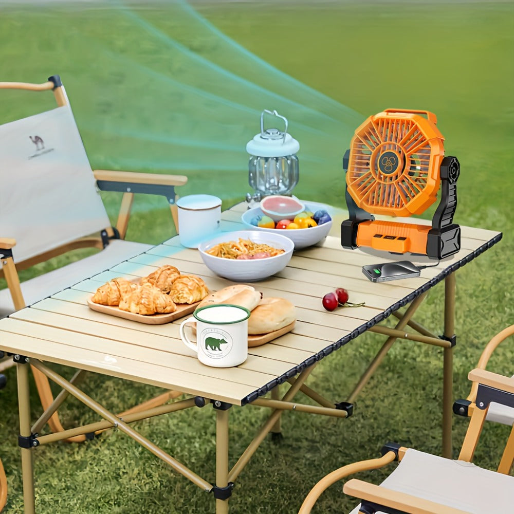 Camping Fan with LED Lantern 3-in-1 Rechargeable Portable Tent Fan with Hook Timer & Rotation for Car RV Barbecue Travel Outdoor