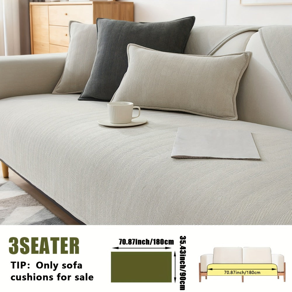 Chenille Ribbed Sofa Cover - Pet Friendly Non-Slip Machine Washable Soft Stretch Slipcover for 1-4 Seater Sectional Sofa Living Room Bedroom Office, 9 Colors