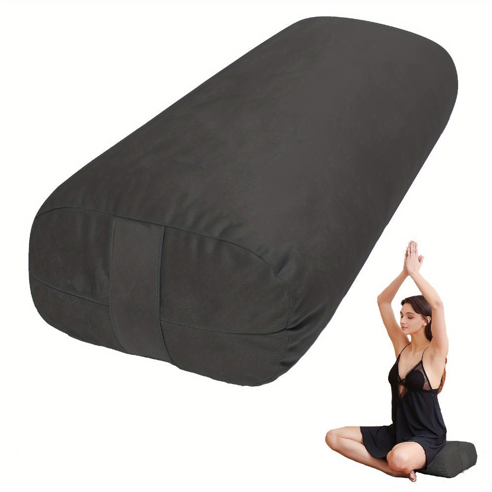 Yoga Bolster Pillow for Restorative Yoga & Meditation - Memory Foam Support Pillow with Removable Velvet Cover, Home Office Travel