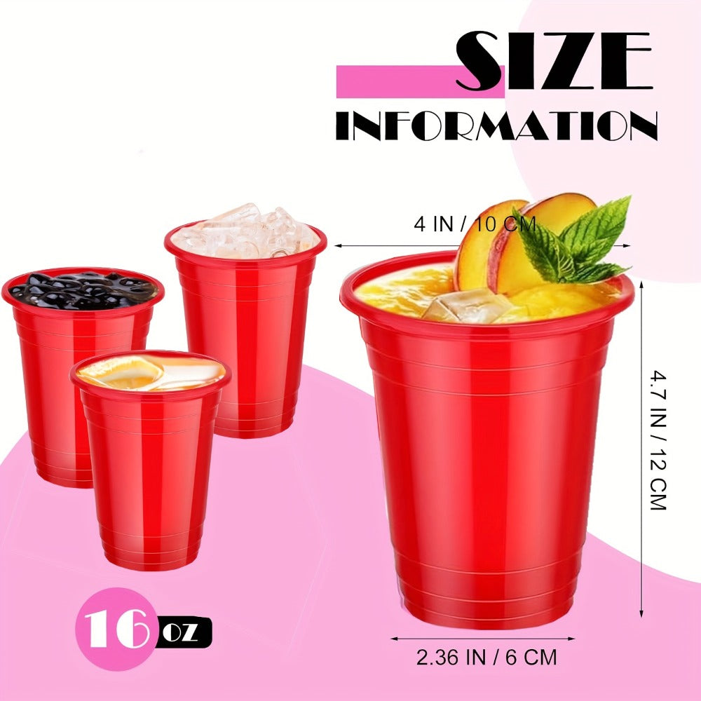 160-Pack 16oz Disposable Plastic Party Cups with Fill Lines Bulk Party Supplies for Christmas Halloween Graduation BBQ Picnic Neon Party Stackable Beverage Cups Black Red Pink Gold