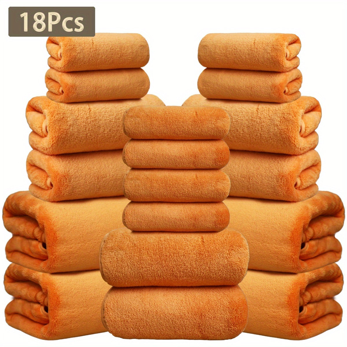 Coral Velvet Bath Towel Set 18pcs ¨C 4 Bath Towels 4 Hand Towels 10 Washcloths Hotel Quality Soft Absorbent