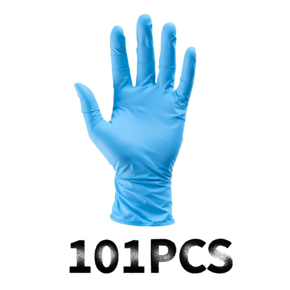 Blue Nitrile Disposable Gloves 5.5 Mil, Bulk Pack 101/201/501/1000 Count, Latex-Free Powder-Free Chemical Resistant Elastic Fit, for Household Cleaning, Tattooing, Painting, Car Washing & Maintenance