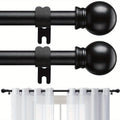 Curtain Rods 2 Pack Matte Black Adjustable 28 to 95 Inch | 5/8 Inch Stainless Steel Extra Long Window Curtain Rod Set for Living Room Bedroom Bathroom Kitchen | Multiple Sizes Available